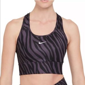 Nike Longline Zebra Print Sports Bra Purple M